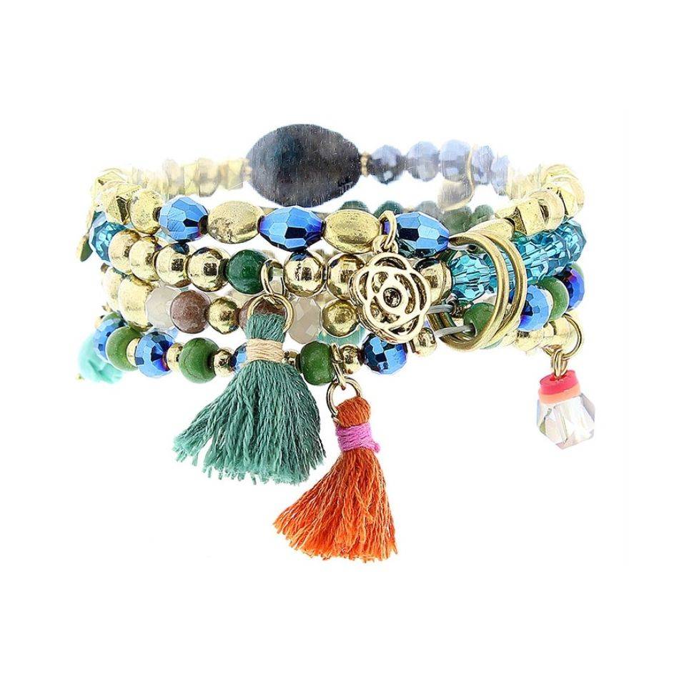 PULSERA 4 TIRAS CUENTAS