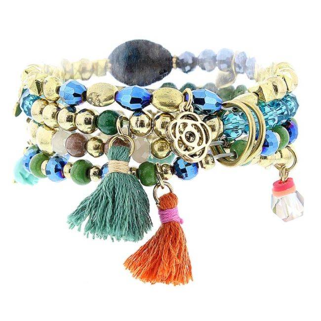 PULSERA 4 TIRAS CUENTAS