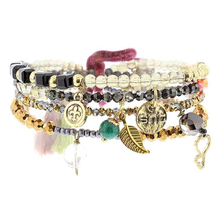 BRACELET 4 STRAPS BEADS