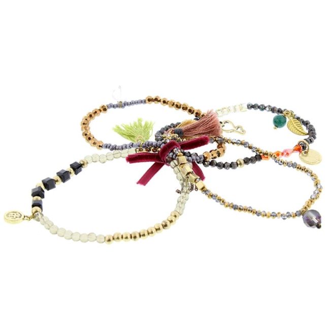 BRACELET 4 STRAPS BEADS