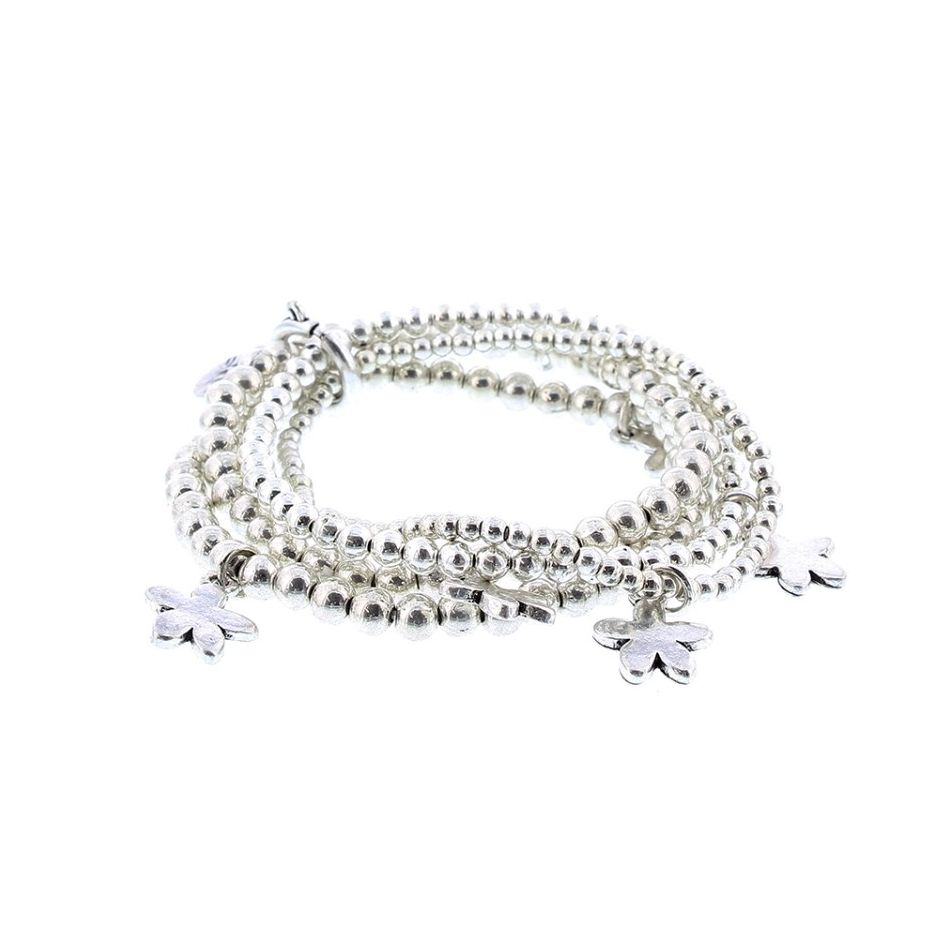 PULSERA 4 TIRAS CUENTAS METAL