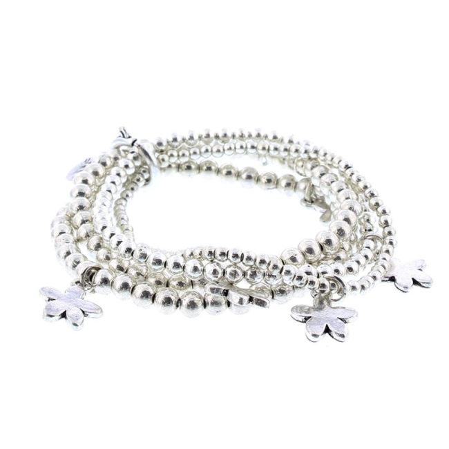 PULSERA 4 TIRAS CUENTAS METAL