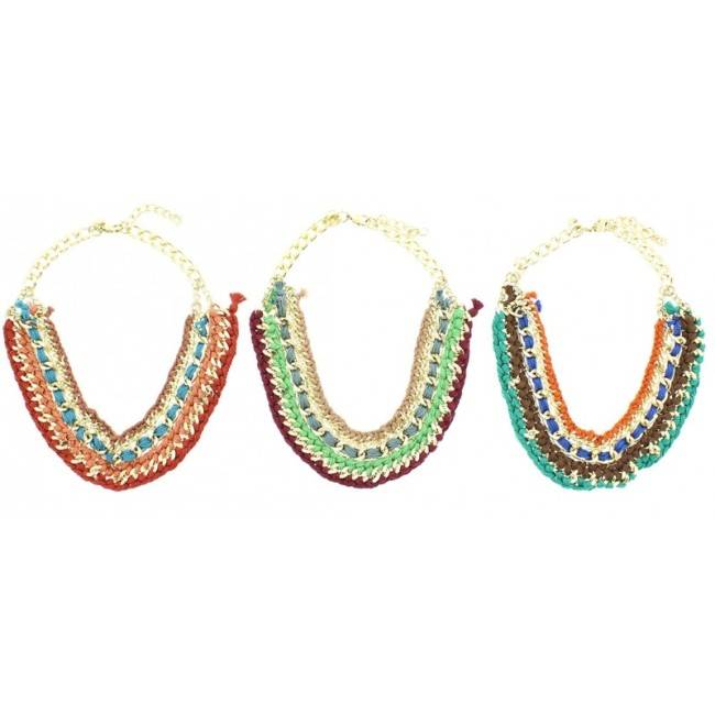 BRAIDED THREAD CHAIN SHORT NECKLACE