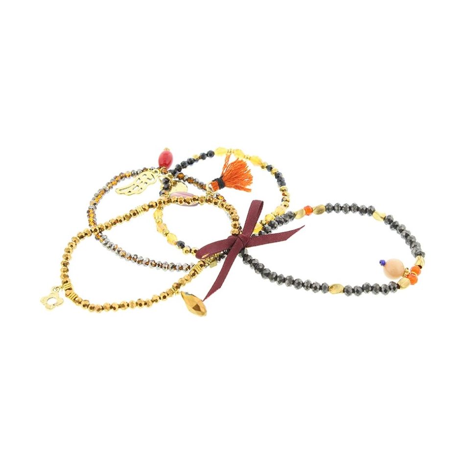 FINITE BRACELET 4 STRAPS BEADS