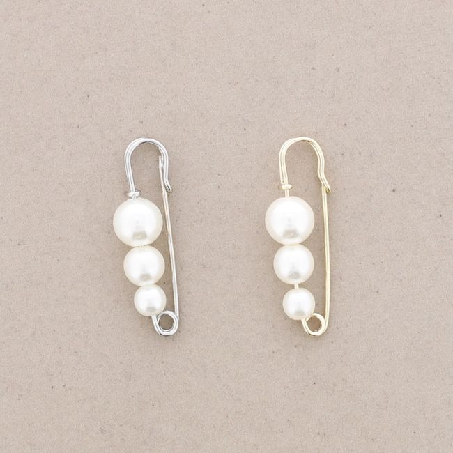 BROCHE IMPERDIBLE TRES BOLAS IMITACIÓN PERLA
