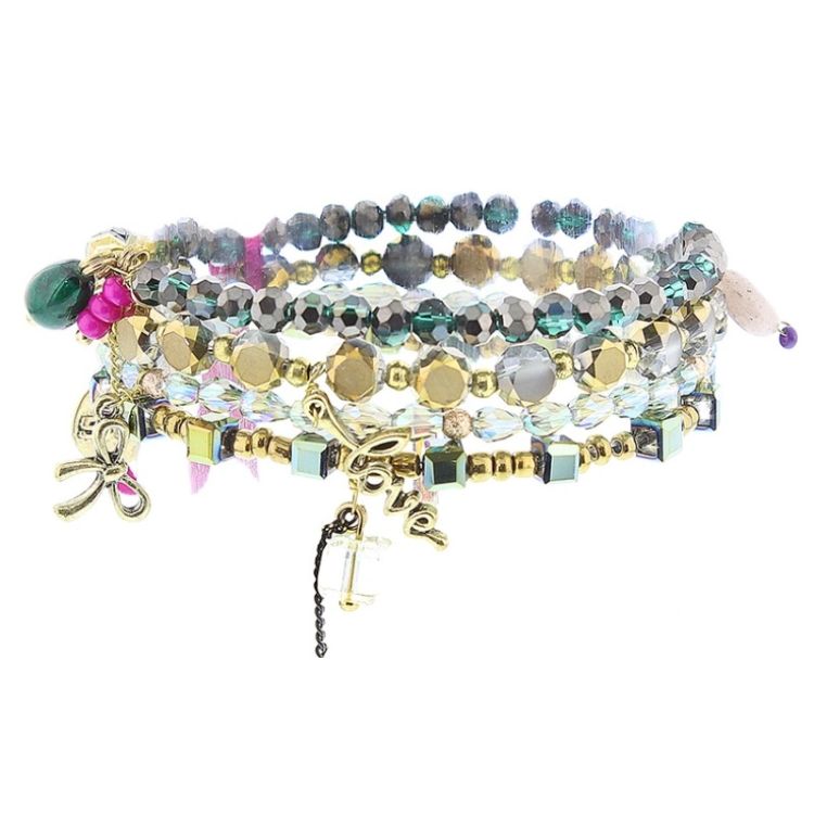 BRACELET 4 STRAPS BEADS