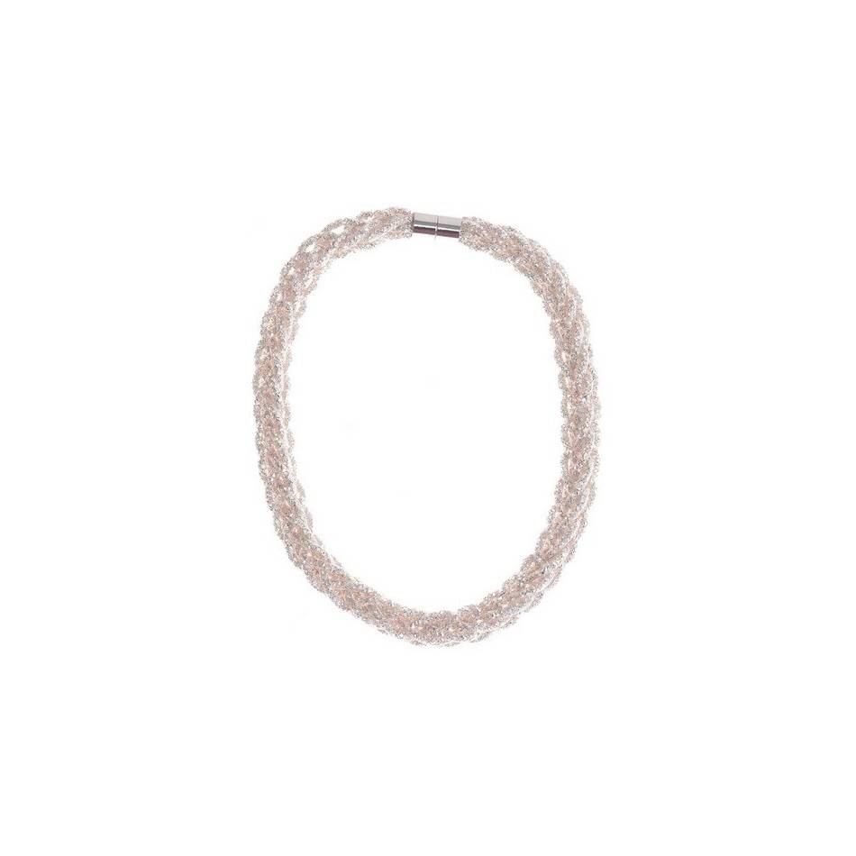 BRAIDED SHORT NECKLACE WITH STUFFED TUBES