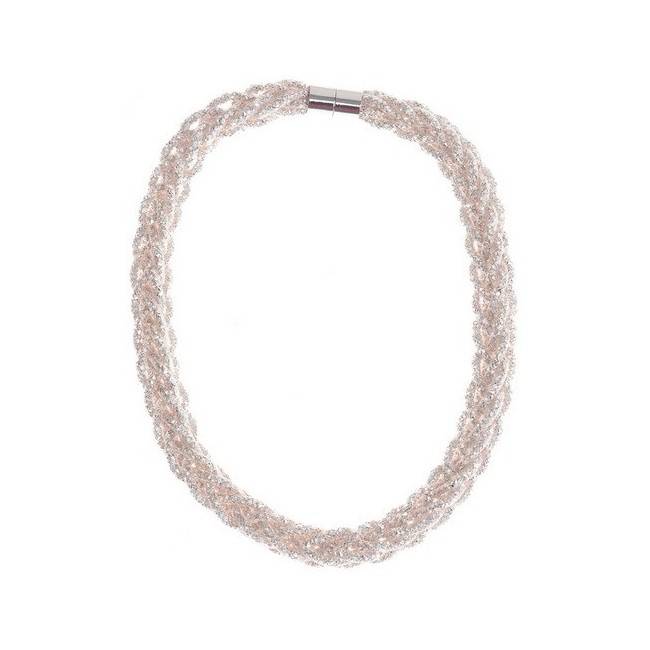 BRAIDED SHORT NECKLACE WITH STUFFED TUBES