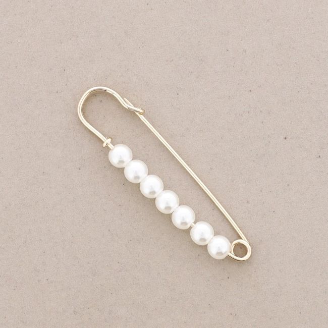 SAFETY PIN SEVEN IMITATION PEARL BALL BROOCH