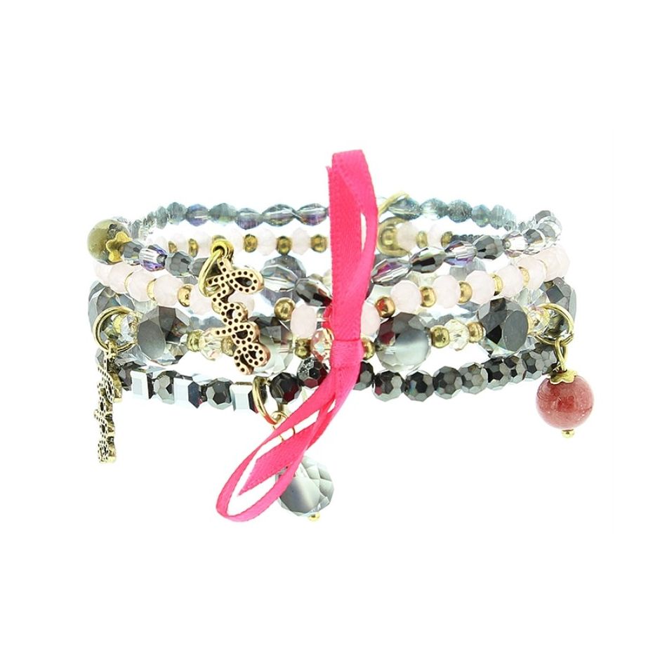 BRACELET 4 STRAPS BEADS