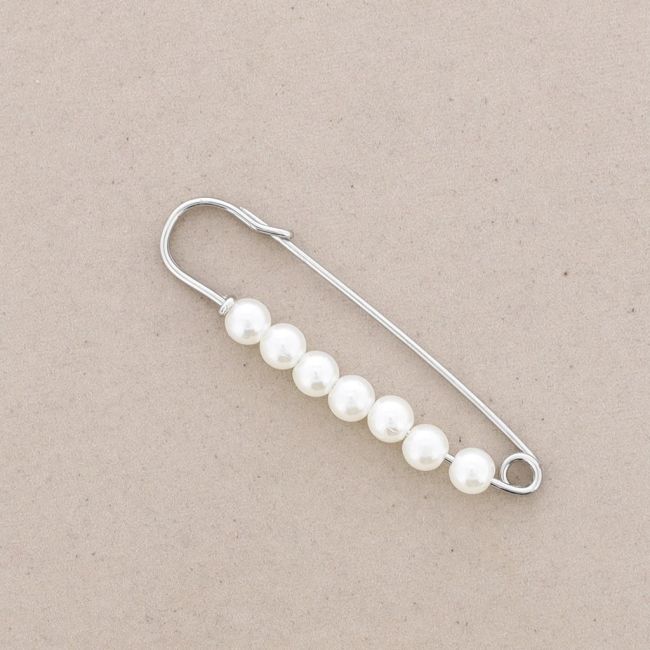 SAFETY PIN SEVEN IMITATION PEARL BALL BROOCH