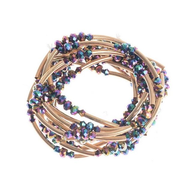PULSERA TUBITOS CUENTAS FACETADAS