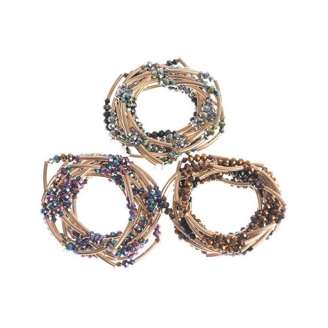 PULSERA TUBITOS CUENTAS FACETADAS