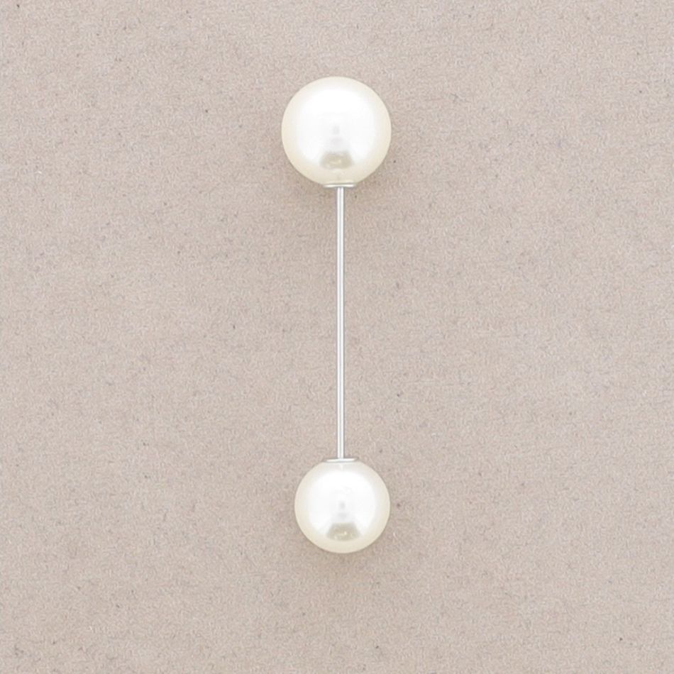 BROCHE ALFILER 5CM DOBLE BOLA IMITACIÓN PERLA