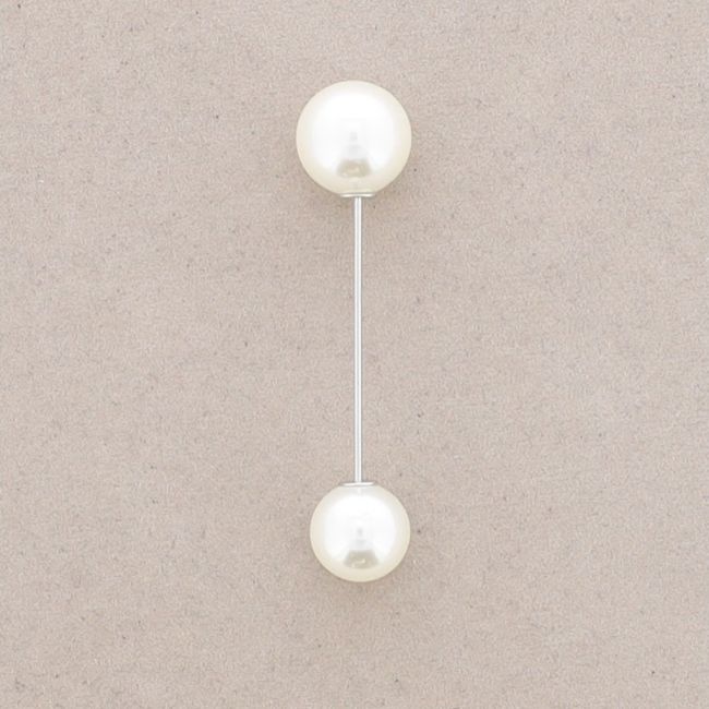 BROCHE ALFILER 5CM DOBLE BOLA IMITACIÓN PERLA