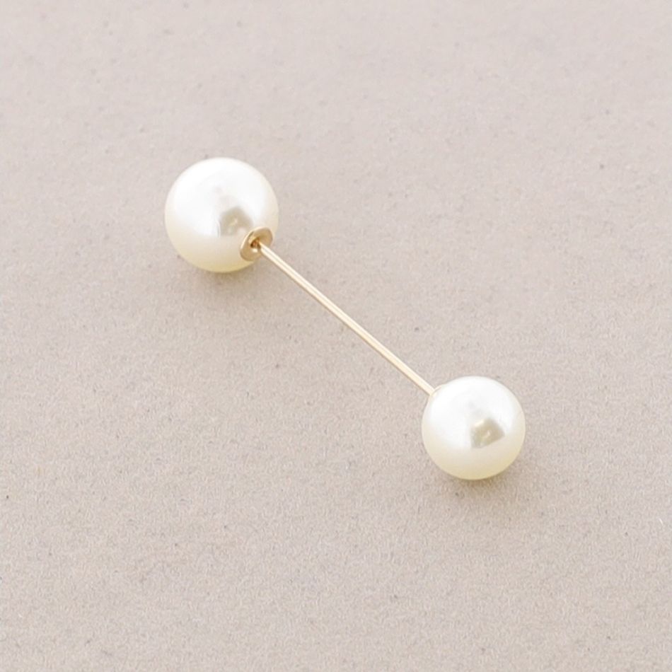 BROCHE ALFILER 5CM DOBLE BOLA IMITACIÓN PERLA