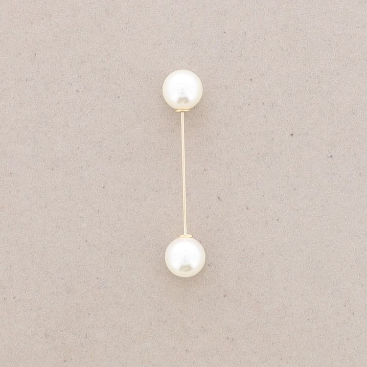 BROCHE ALFILER 6CM DOBLE BOLA IMITACIÓN PERLA