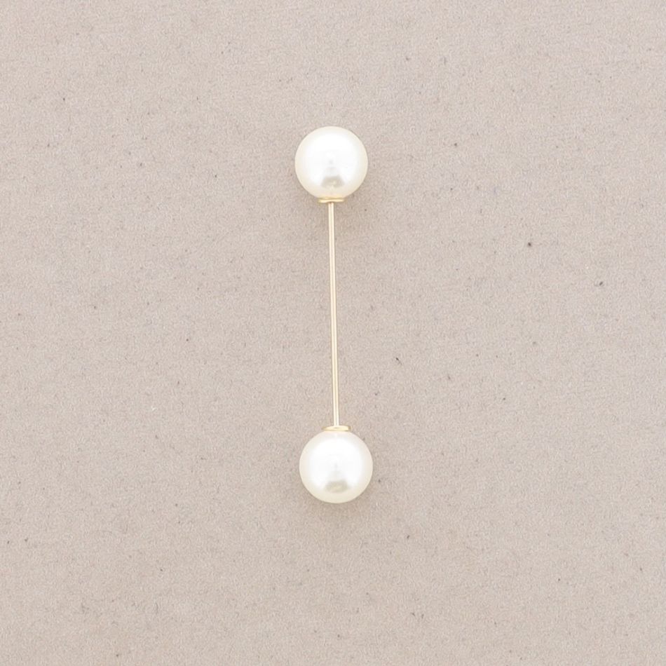 BROCHE ALFILER 6CM DOBLE BOLA IMITACIÓN PERLA