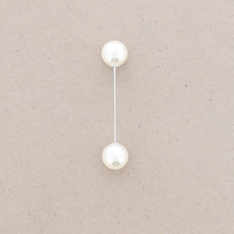 BROCHE ALFILER 6CM DOBLE BOLA IMITACIÓN PERLA 2