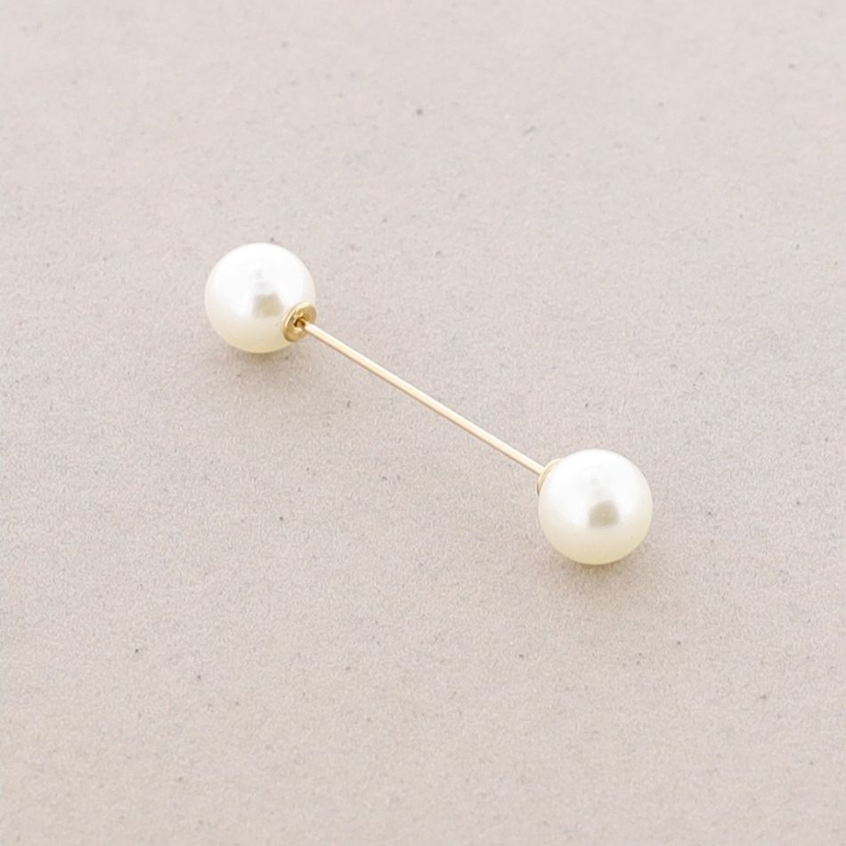 BROCHE ALFILER 6CM DOBLE BOLA IMITACIÓN PERLA