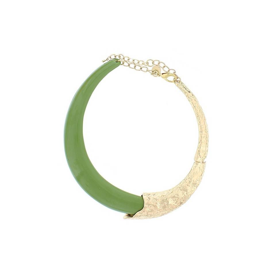 RESIN METAL HALF-MOON SHORT NECKLACE