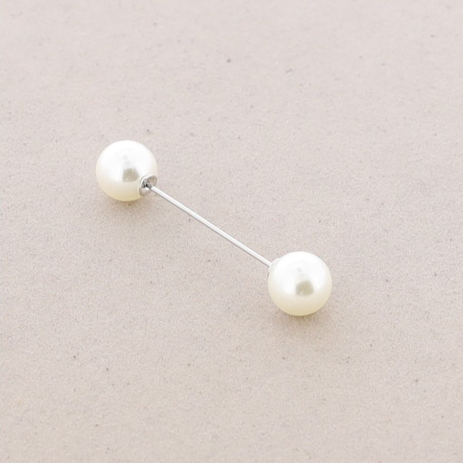 BROCHE ALFILER 6CM DOBLE BOLA IMITACIÓN PERLA
