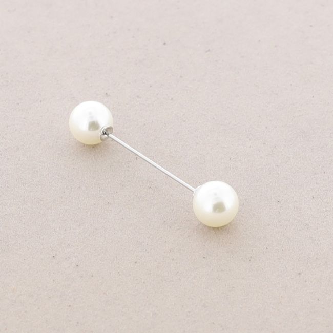 PIN BROOCH 6CM DOUBLE BALL IMITATION PEARL
