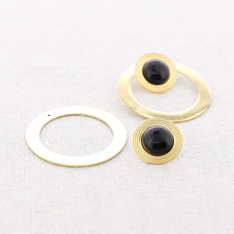 PENDIENTES ACERO ANILLA PIEDRA