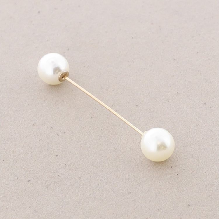PIN BROOCH 7CM DOUBLE BALL IMITATION PEARL