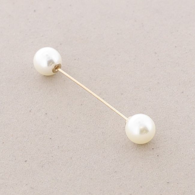 PIN BROOCH 7CM DOUBLE BALL IMITATION PEARL