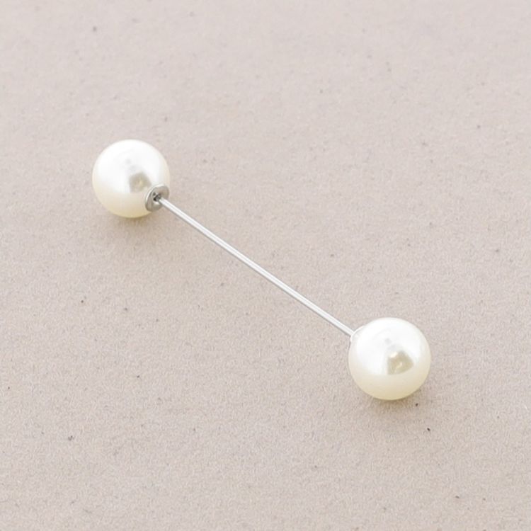 PIN BROOCH 7CM DOUBLE BALL IMITATION PEARL 2