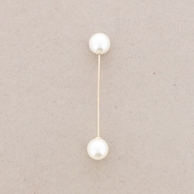 BROCHE ALFILER 7CM DOBLE BOLA IMITACIÓN PERLA