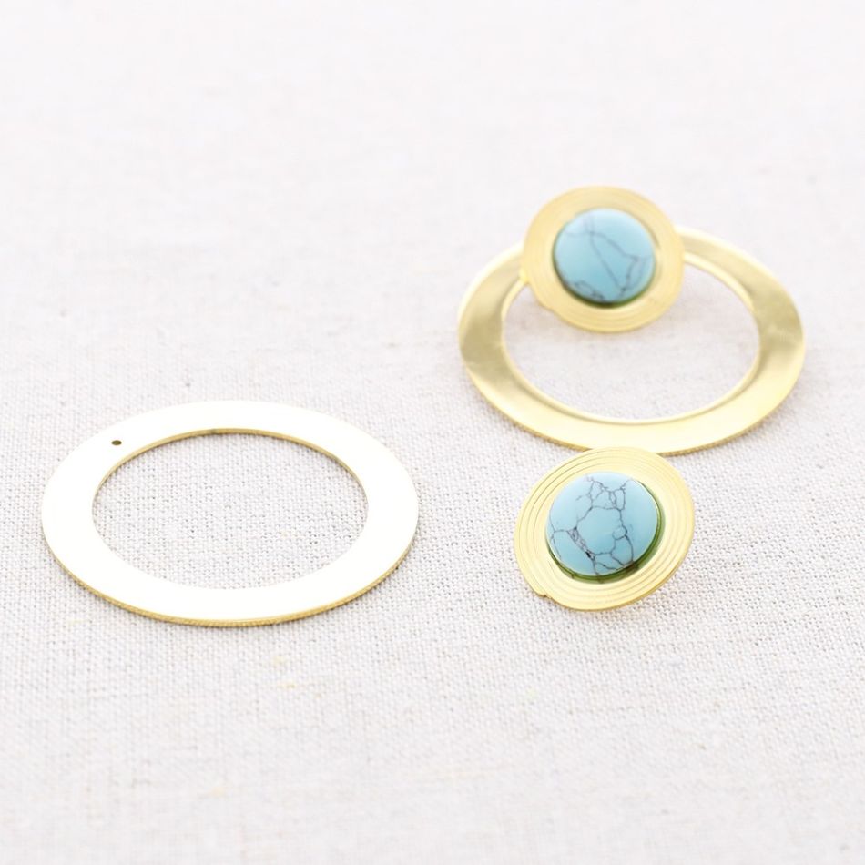 STONE RING STEEL EARRINGS