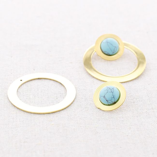STONE RING STEEL EARRINGS