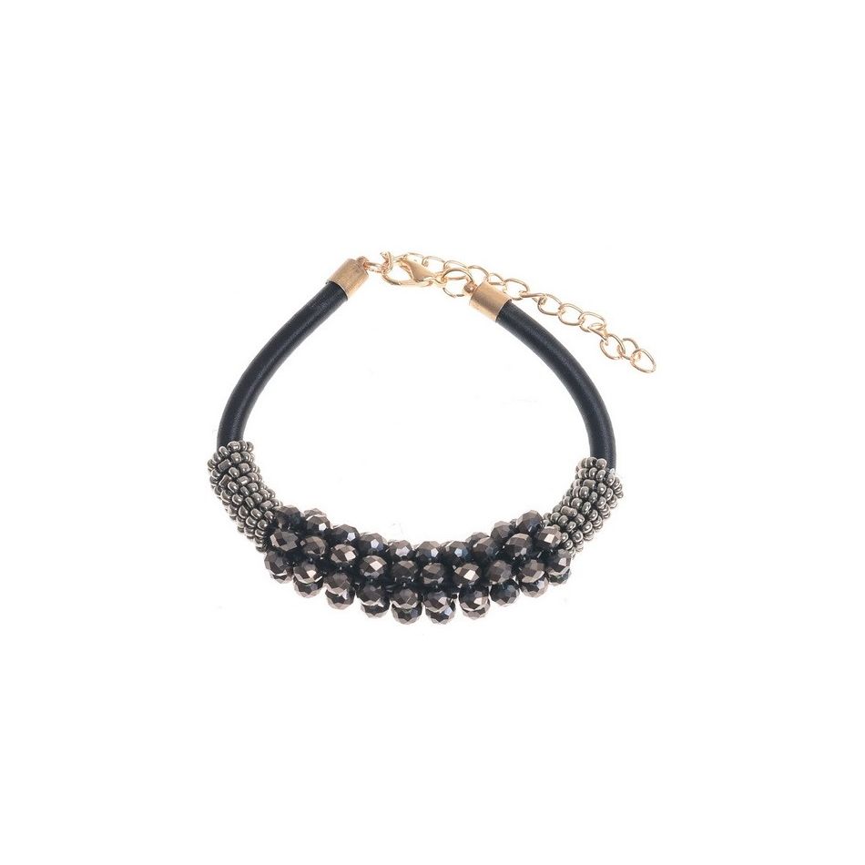 PULSERA CUERO ABALORIOS