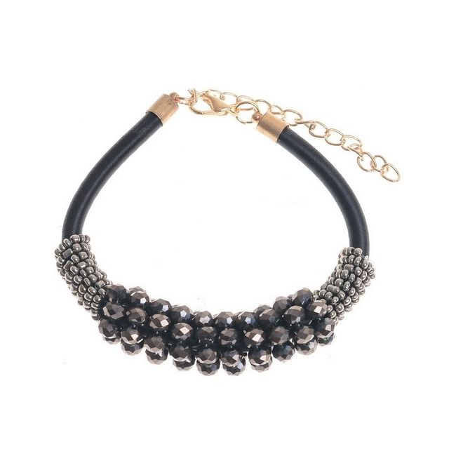 PULSERA CUERO ABALORIOS