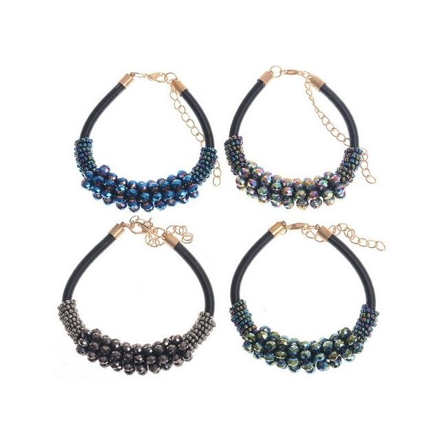 PULSERA CUERO ABALORIOS