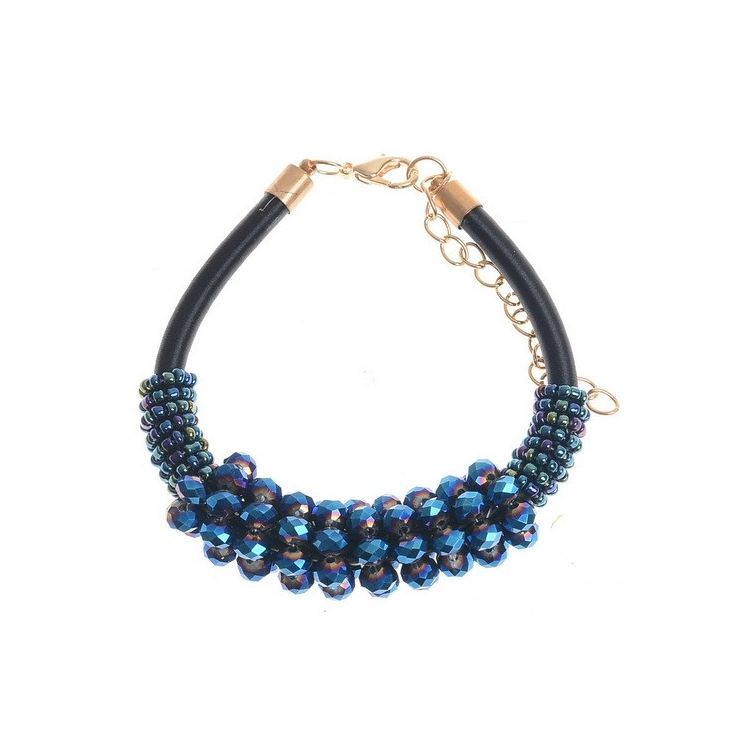 PULSERA CUERO ABALORIOS