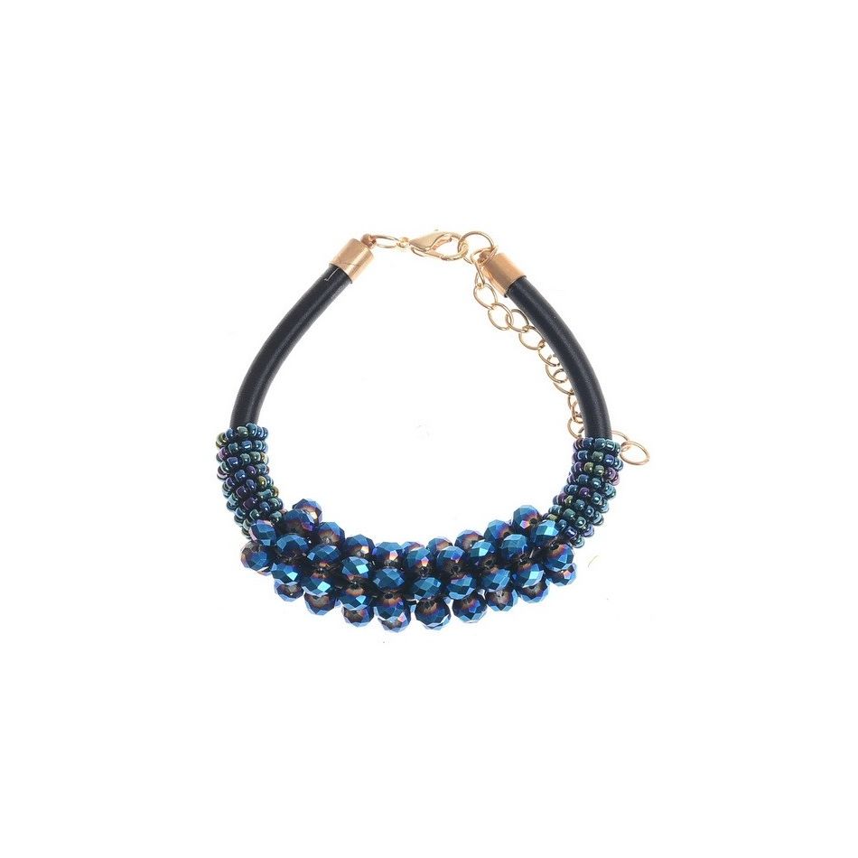 PULSERA CUERO ABALORIOS