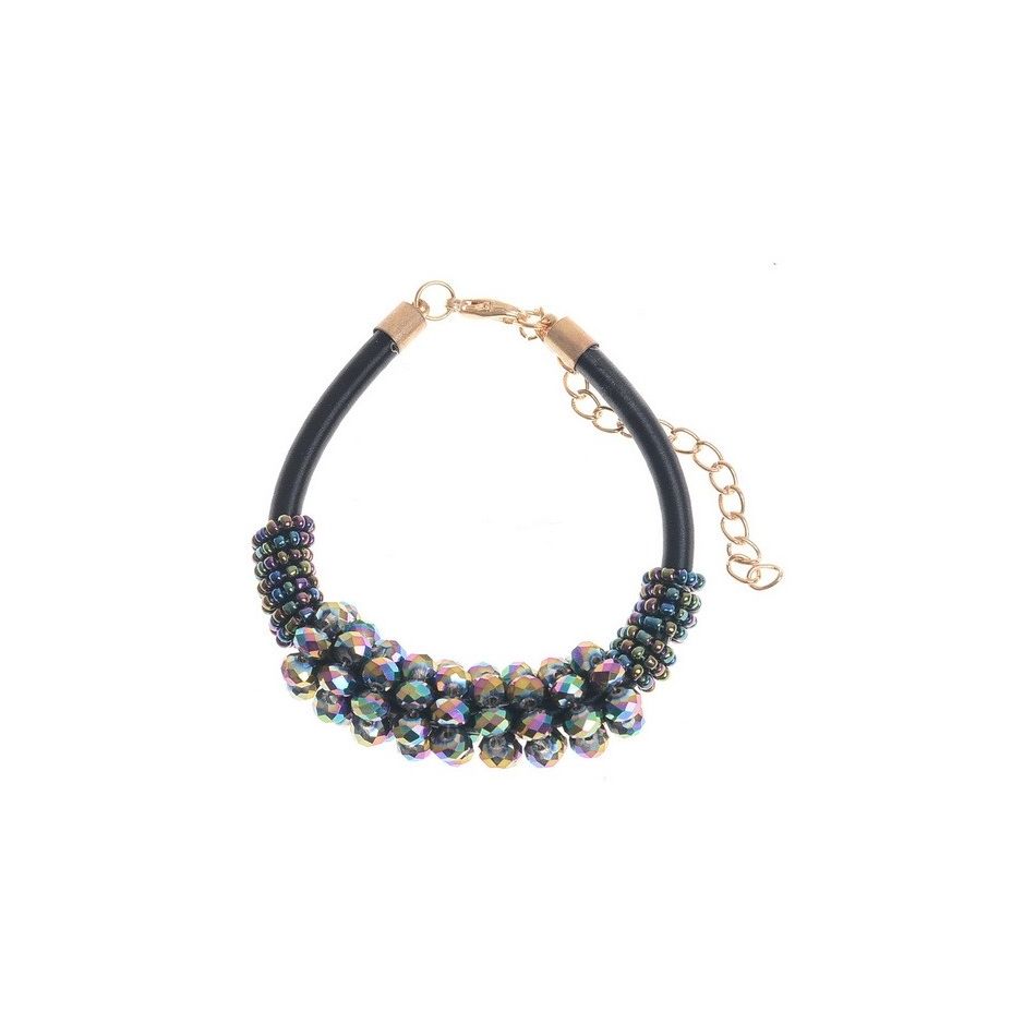 PULSERA CUERO ABALORIOS