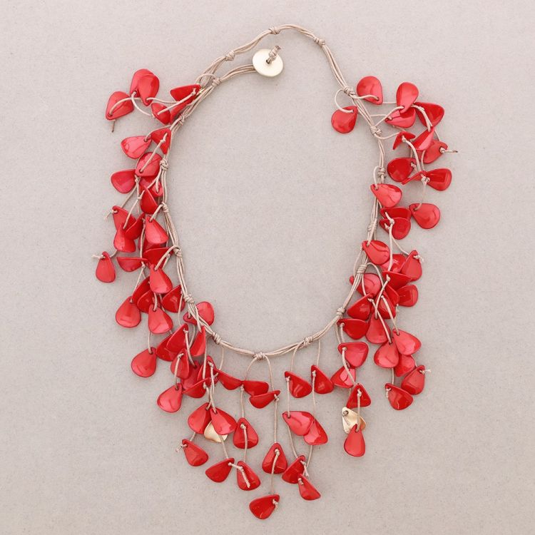RESIN PETALS PENDANTS BIB SHORT NECKLACE