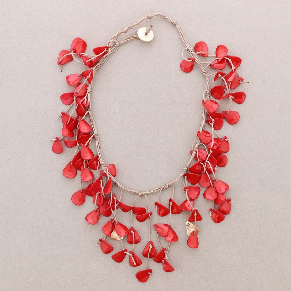 RESIN PETALS PENDANTS BIB SHORT NECKLACE