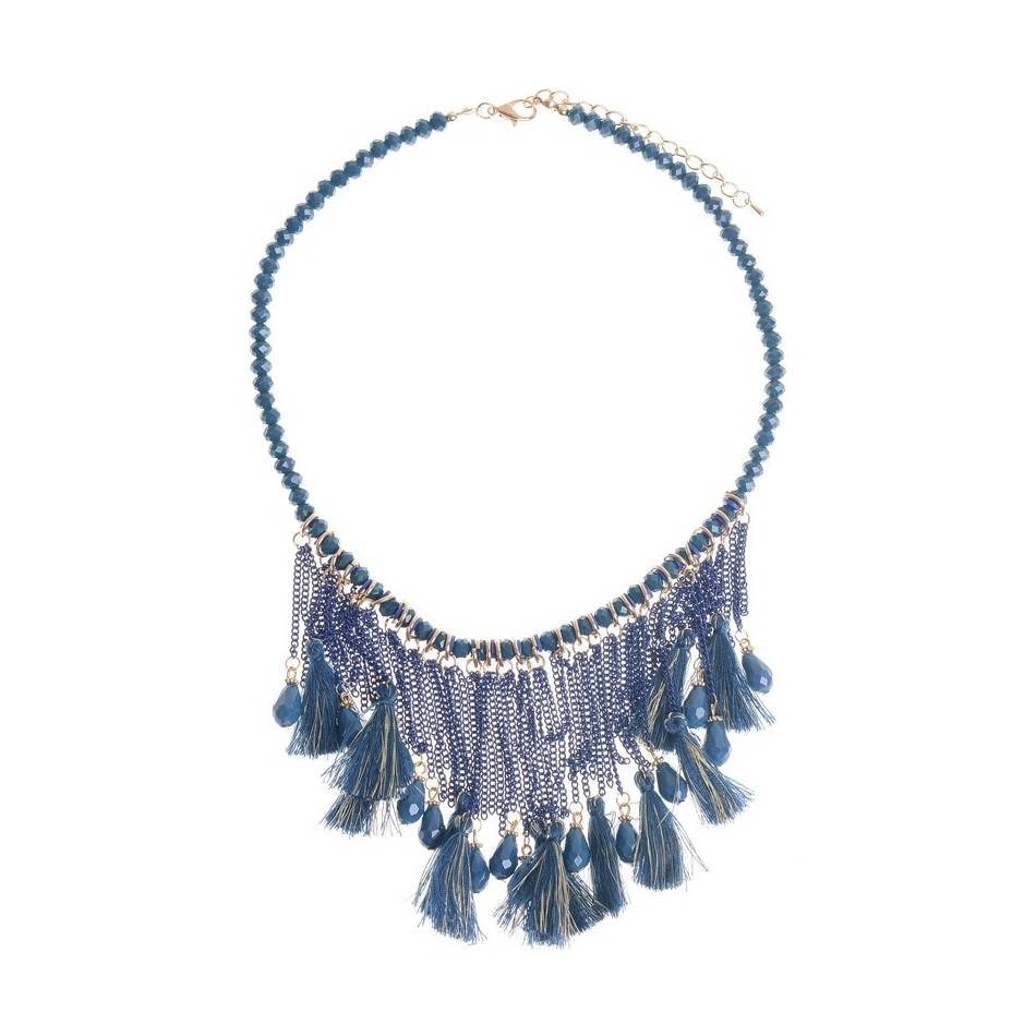 FRINGED BEADS SHORT NECKLACE