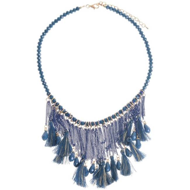 FRINGED BEADS SHORT NECKLACE