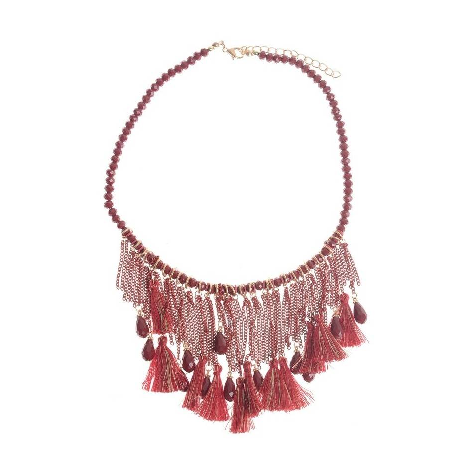 FRINGED BEADS SHORT NECKLACE