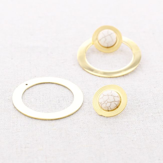 STONE RING STEEL EARRINGS