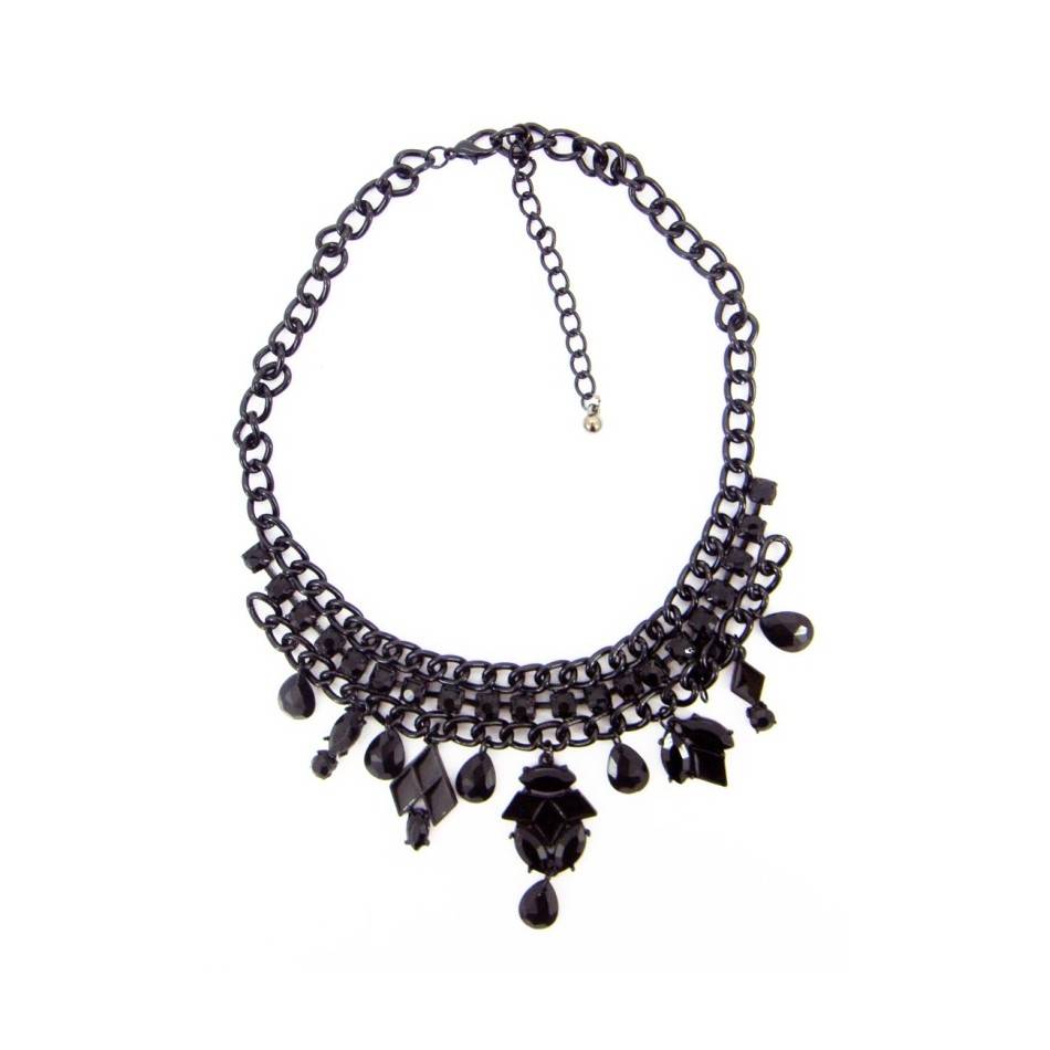 PENDANT SHORT NECKLACE METAL FACETED BEADS