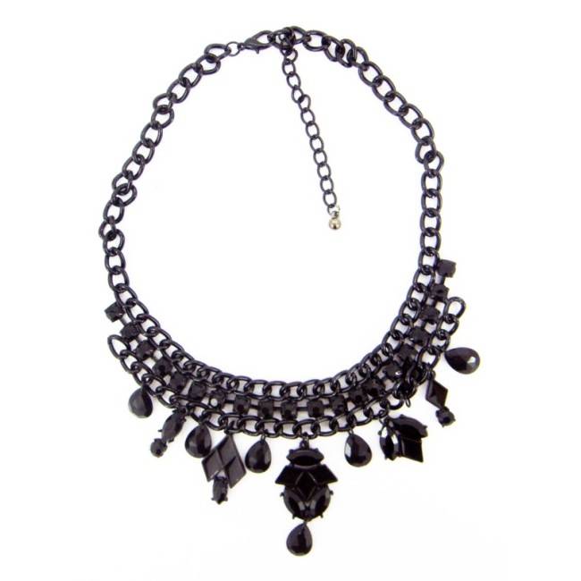 PENDANT SHORT NECKLACE METAL FACETED BEADS