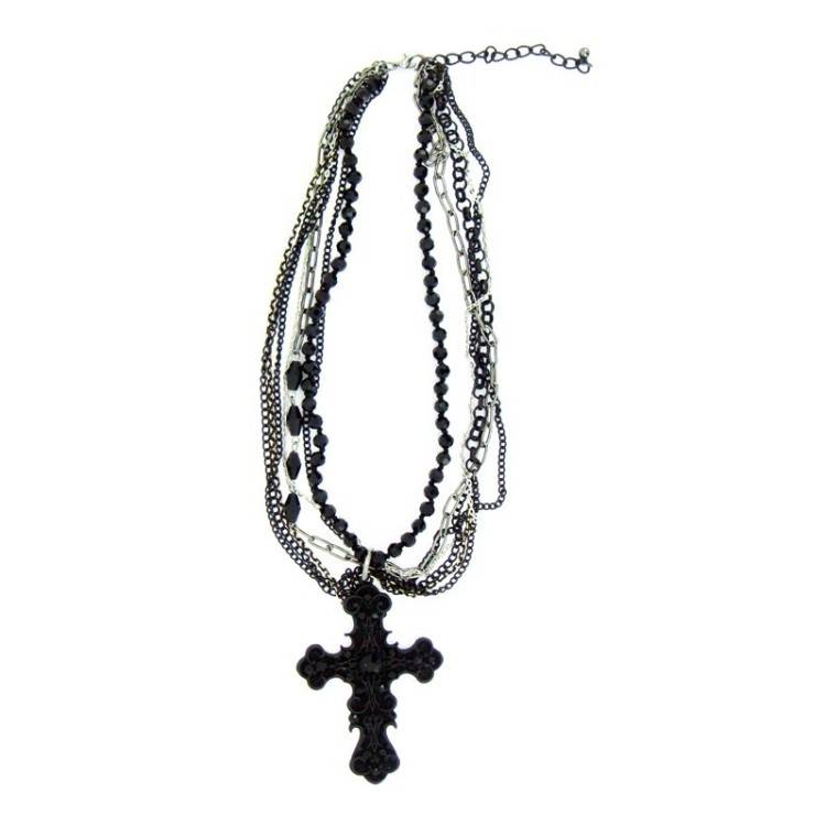CHAINS SHORT NECKLACE METAL CRYSTALS