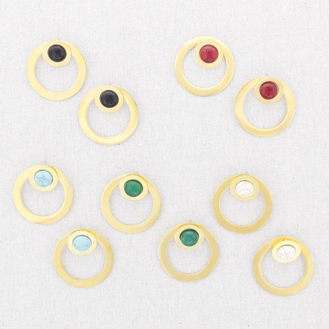 STONE RING STEEL EARRINGS